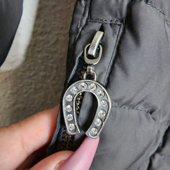 Betsey Johnson Down Filled Quilted Puffer Jacket Women's Size Small Gray - Picture 5 of 8